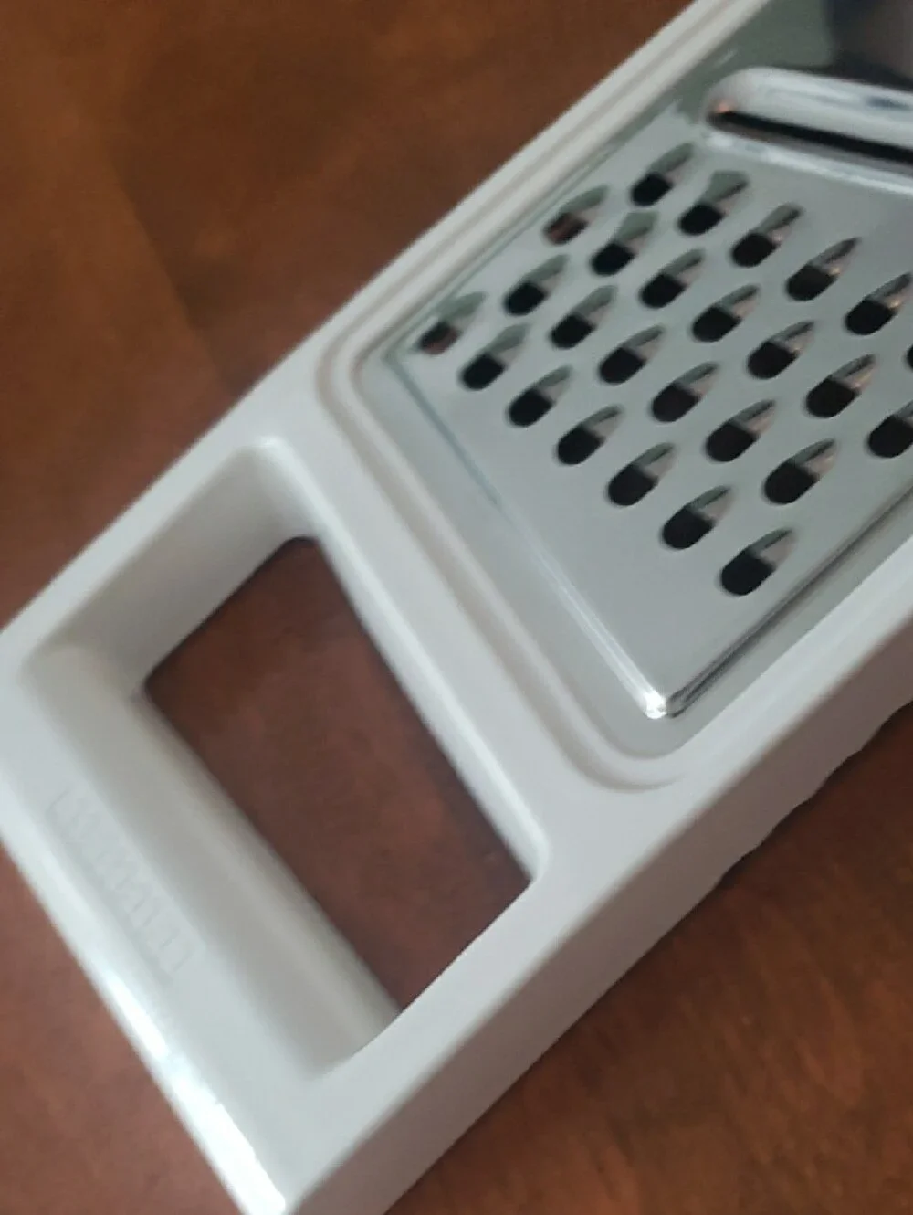 Vtg Leifheit -Slany Design White Handheld Cheese Grater W/ Stainless Steel Panel